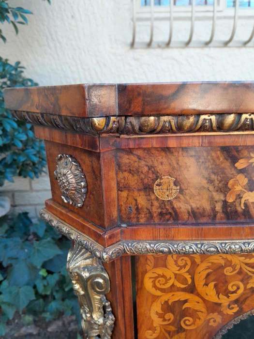 A19th Century French Rosewood, Walnut Marquetry With Ormolu Pier Cabinet Inlaid With Walnut An Ex...