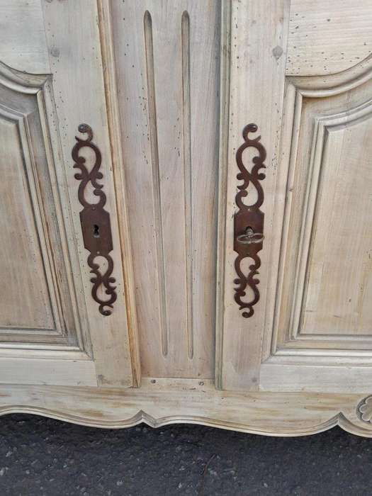 A 20TH Century French Walnut Sideboard with Original Iron hinges in a Contemporary Bleached Finish