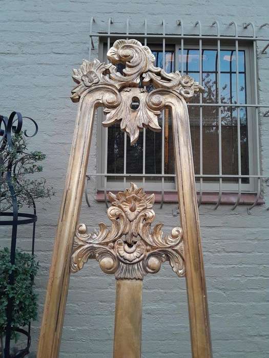 A 20th Century Carved Teak and Hand Gilded Easel