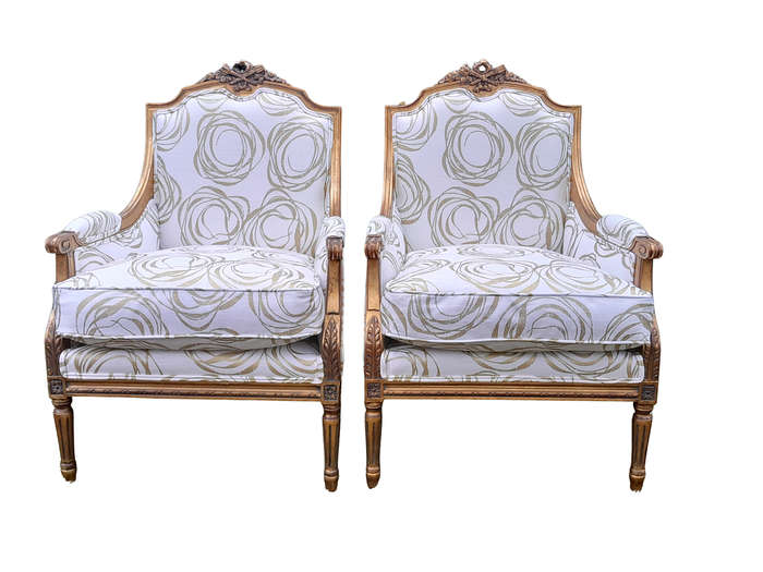 A 20th Century French Style Giltwood Armchairs