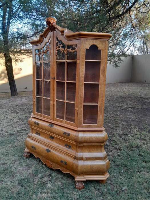 A 20th Century Dutch Walnut Display / Vitrine Cabinet in a Bleached Contemporary Finish