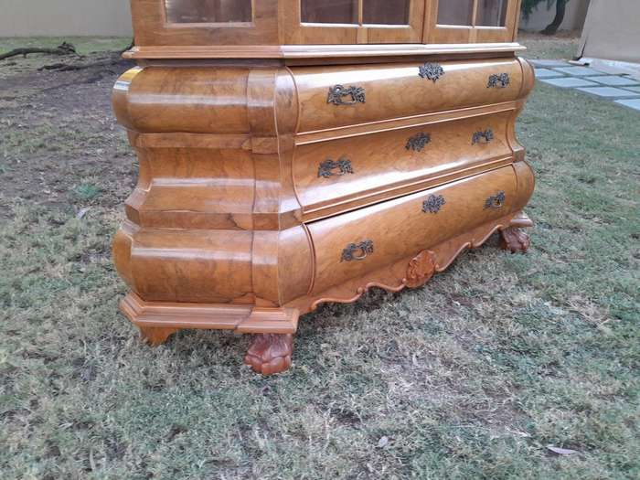 A 20th Century Dutch Walnut Display / Vitrine Cabinet in a Bleached Contemporary Finish