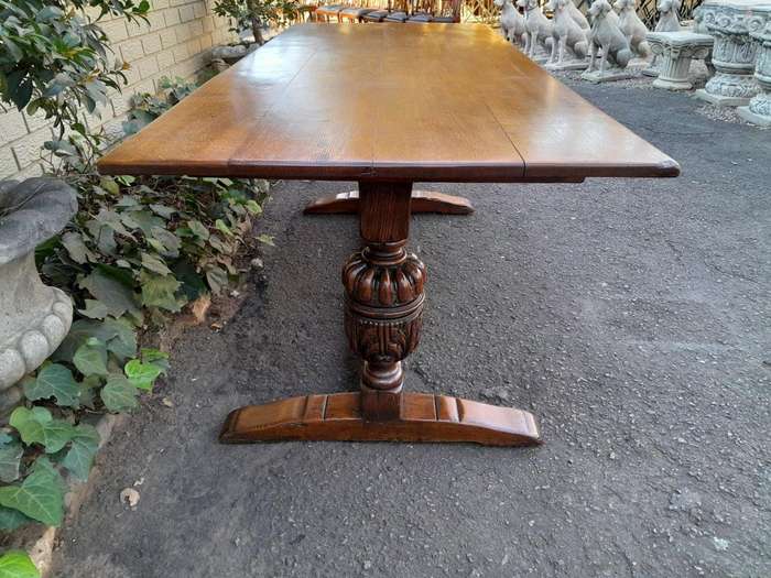A 19th Century Circa 1900 Heavily Carved Oak Refectory Table (8 Seater)