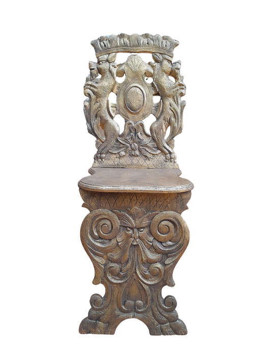 A 19th Century French Heavily Carved Oak Hand Gilded In Gold Leaf Statement Chair