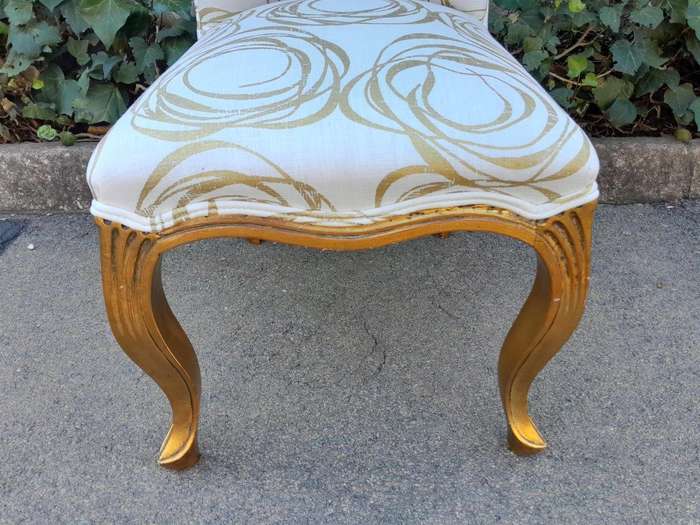 A 20TH Century Carved Giltwood Chair In A Fabric Custom Made For The Crown Collection