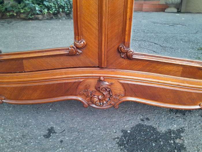 A 20th Century French Louis XV Style Walnut Armoire with Bevelled Mirrors