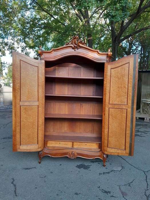 A 20th Century French Louis XV Style Walnut Armoire with Bevelled Mirrors