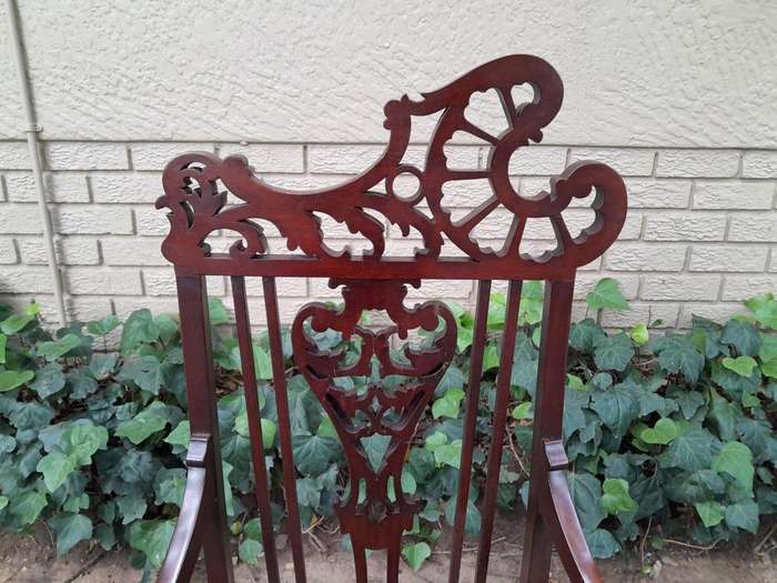 An Antique Edwardian Carved Mahogany Armchair
