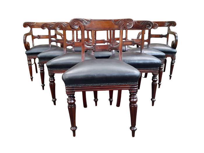 A 20th Century Set of Ten (10) William IV Style Mahogany Dining Chairs Consisting a Pair of Carve...