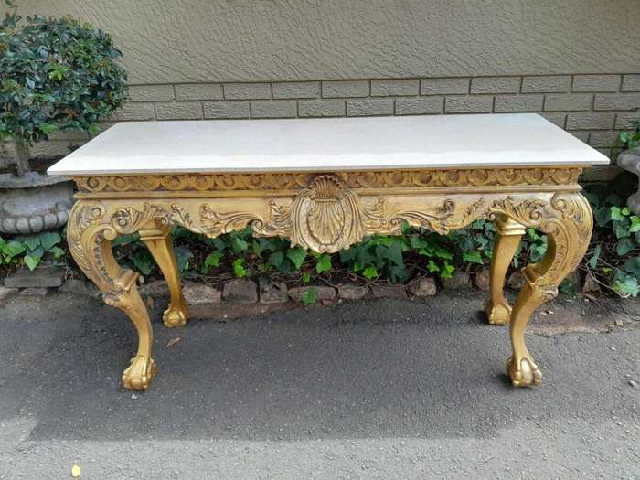 A 20th Century Gilded Console Table with Marble top