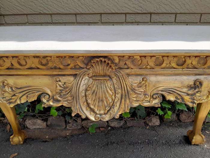 A 20th Century Gilded Console Table with Marble top