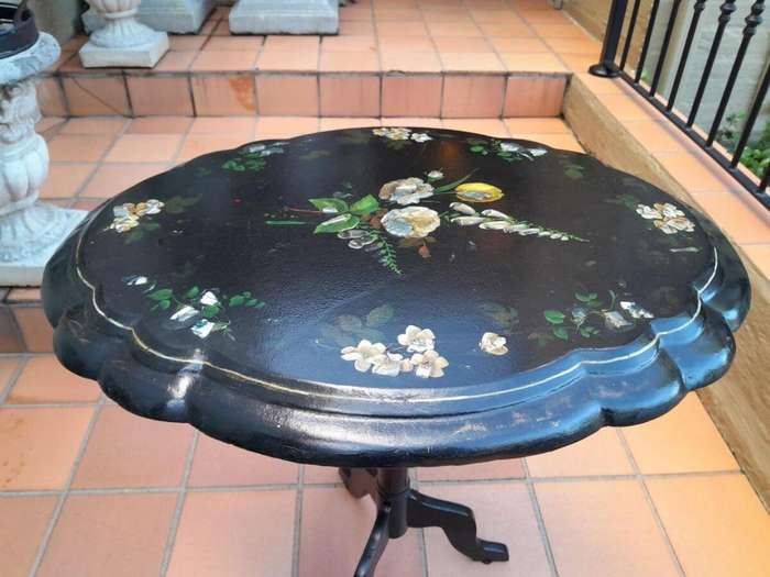 An Antique 19th Century Victorian Table with Mother Of Pearl