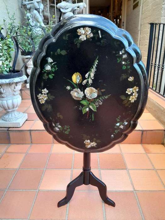 An Antique 19th Century Victorian Table with Mother Of Pearl