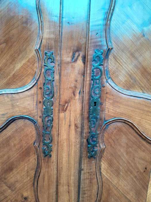 A French 18th Century Country Armoire With Cherrywood / Chestnut Wood With Original Iron Hinges