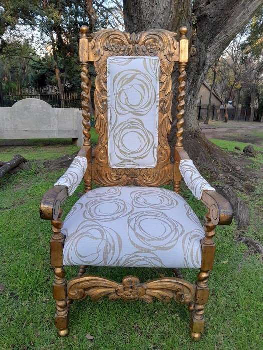 A 20th Century Pair Of Giltwood / Gilded Throne / Arm Chairs