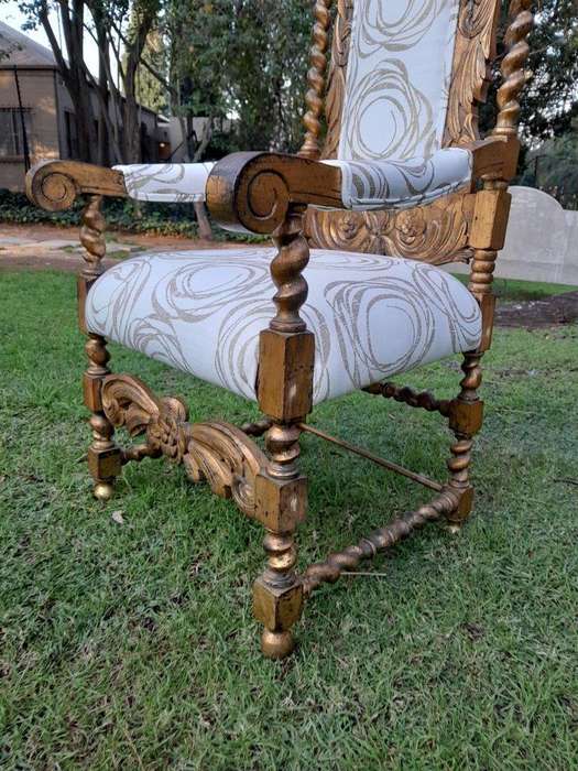 A 20th Century Pair Of Giltwood / Gilded Throne / Arm Chairs