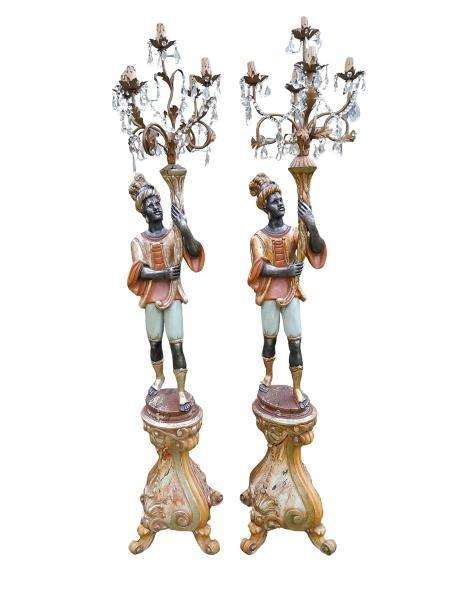 A 20th Century Pair Of Venetian Blackamoor Torchiers