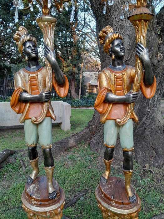 A 20th Century Pair Of Venetian Blackamoor Torchiers
