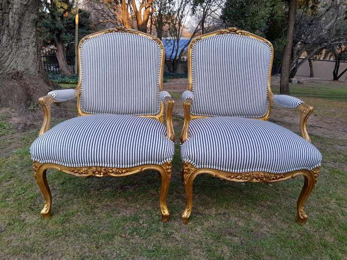 An Antique 19th Century French Carved And Hand Gilded With Gold Leaf Set Consisting Of A Settee  ...