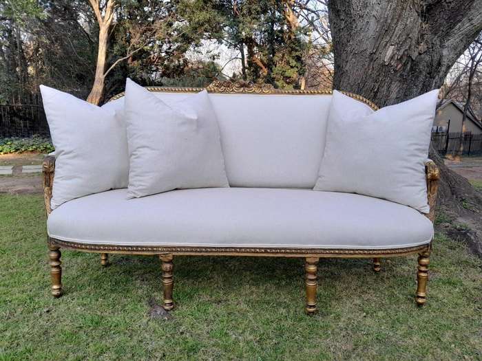 An Antique 19th Century / Circa 1850s  French Louis XV Style Giltwood Settee