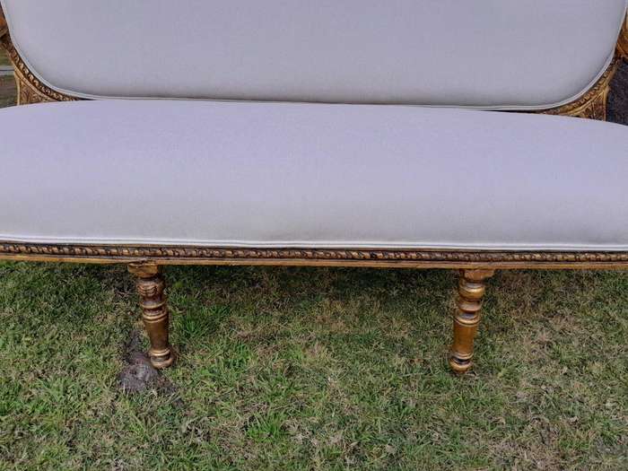 An Antique 19th Century / Circa 1850s  French Louis XV Style Giltwood Settee