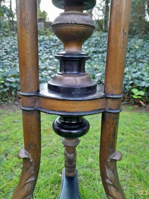 A Rare Pair Or Tall And Ebonised Plinths / Display Stands