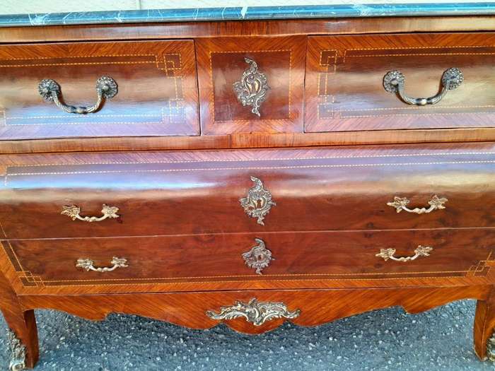 A 20th Century French Louis XV-Style Walnut Bombe Chest Of Drawers / Commode With Brass Mounts An...