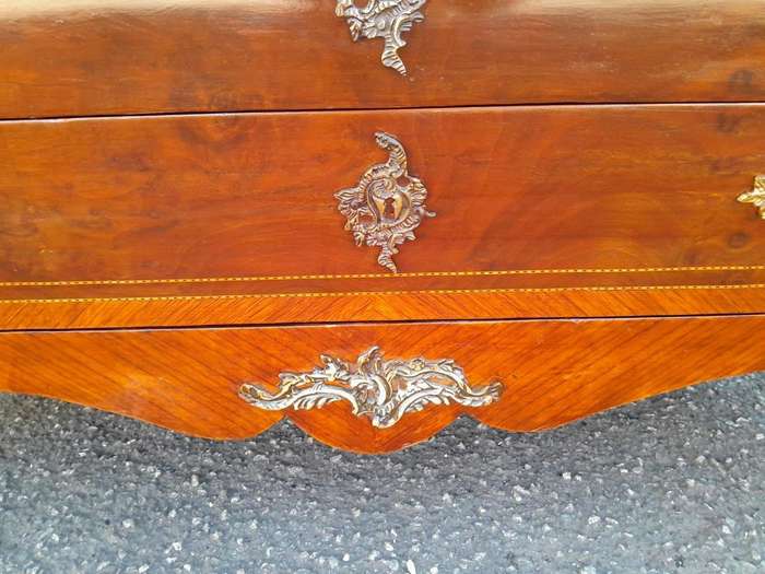 A 20th Century French Louis XV-Style Walnut Bombe Chest Of Drawers / Commode With Brass Mounts An...