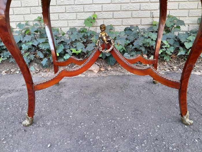 A 20th Century French Louis XV Style Mahogany And Brass-Mounted Hand-Painted Writing Table / Plat