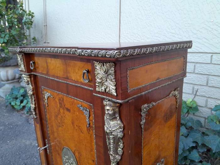 A 20th Century French Louis XVI Style  Rosewood And Burr-Walnut With Gilt-Metal Cabinet / Bedside...