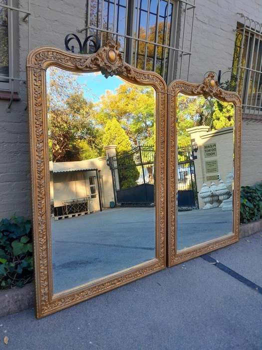 A Large Pair Of 20th Century French Louis XV Style Giltwood Pier Bevelled Mirrors ND
