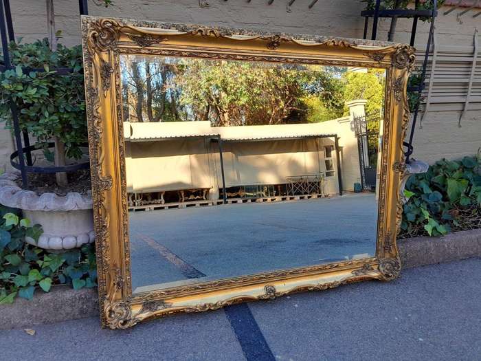 A Large 20th Century Victorian Style Bevelled Mirror