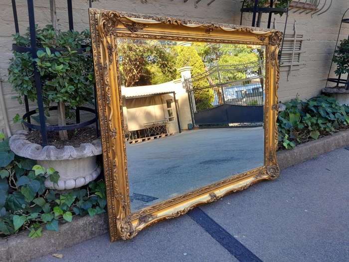 A Large 20th Century Victorian Style Bevelled Mirror