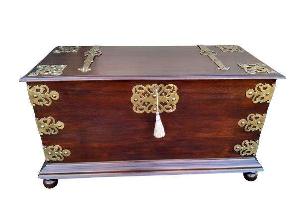 A 20th Century Dutch Colonial Style Mahogany Brass Mounted Chest Of Large Proportions ND