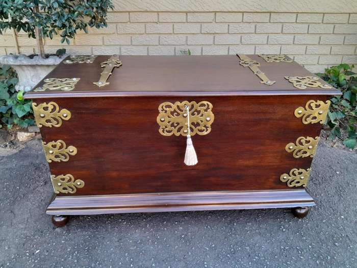 A 20th Century Dutch Colonial Style Mahogany Brass Mounted Chest Of Large Proportions ND