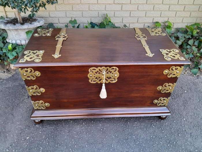 A 20th Century Dutch Colonial Style Mahogany Brass Mounted Chest Of Large Proportions ND
