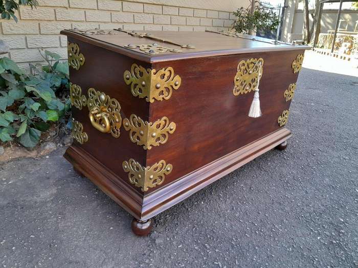A 20th Century Dutch Colonial Style Mahogany Brass Mounted Chest Of Large Proportions ND