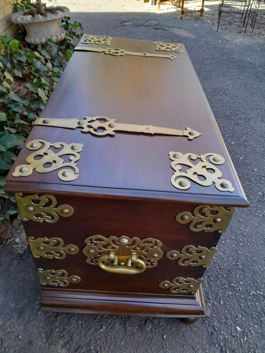 A 20th Century Dutch Colonial Style Mahogany Brass Mounted Chest Of Large Proportions ND