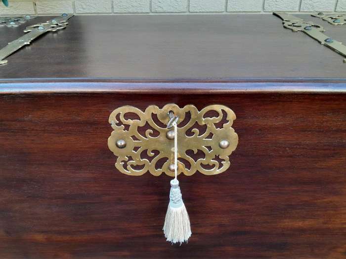 A 20th Century Dutch Colonial Style Mahogany Brass Mounted Chest Of Large Proportions ND