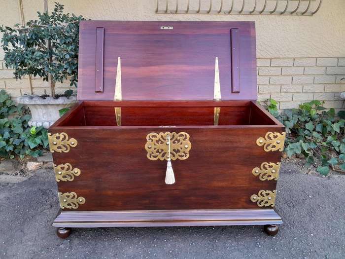 A 20th Century Dutch Colonial Style Mahogany Brass Mounted Chest Of Large Proportions ND