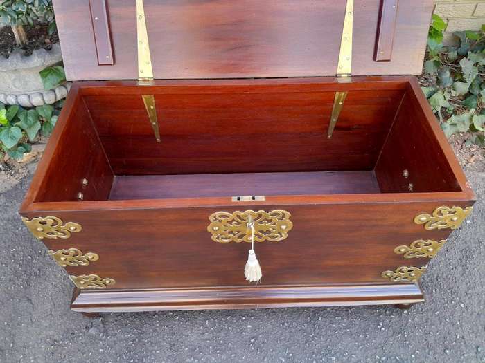 A 20th Century Dutch Colonial Style Mahogany Brass Mounted Chest Of Large Proportions ND