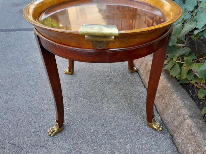 A 20th Century Victorian Style Mahogany Butlers Tray With Leather And Lion Paw Feet ND