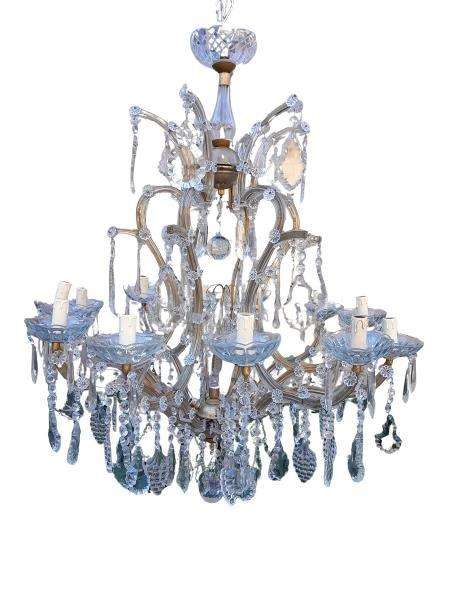 A 20th Century French Style Crystal Chandelier With Twelve Lights