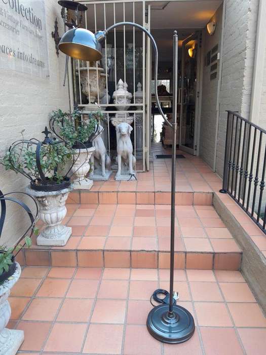 A Contemporary Grey And Gilt Metal Floor Lamp