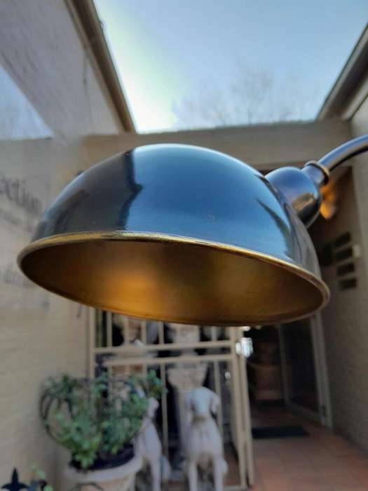 A Contemporary Grey And Gilt Metal Floor Lamp