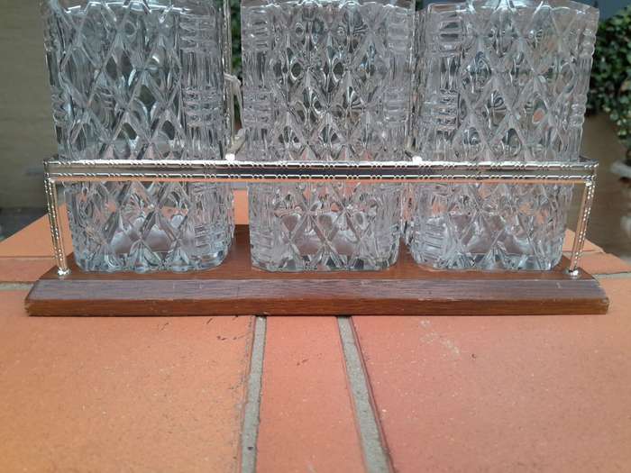 3 Glass Bottle Silver Plated Caddy