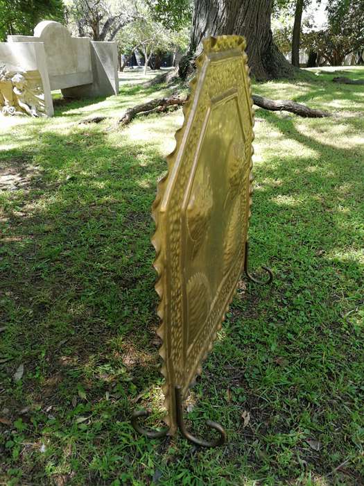 Solid Brass Repousse Fire Screen, Hand Hammered Detailing