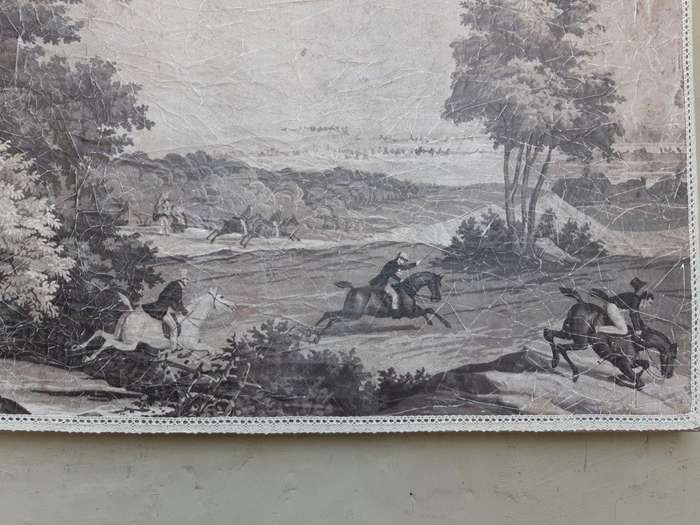 A Medium size Wall Panel Painting depicting a hunting scene mounted on Board