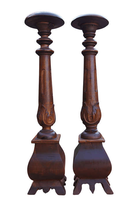 Pair Wooden Candlesticks