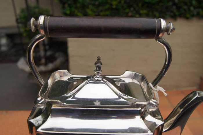 A 20TH Century Silver-Plate Kettle on Stand with Burner